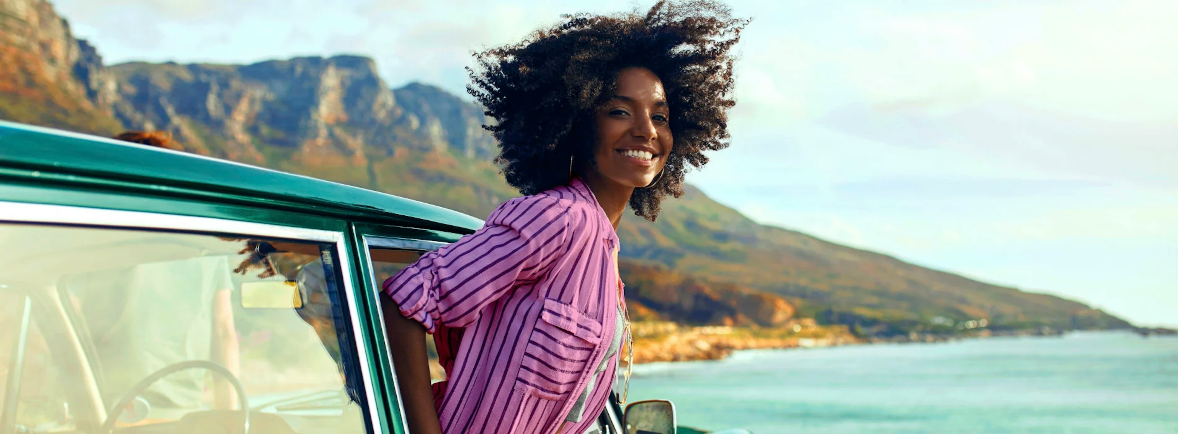 A woman in a car