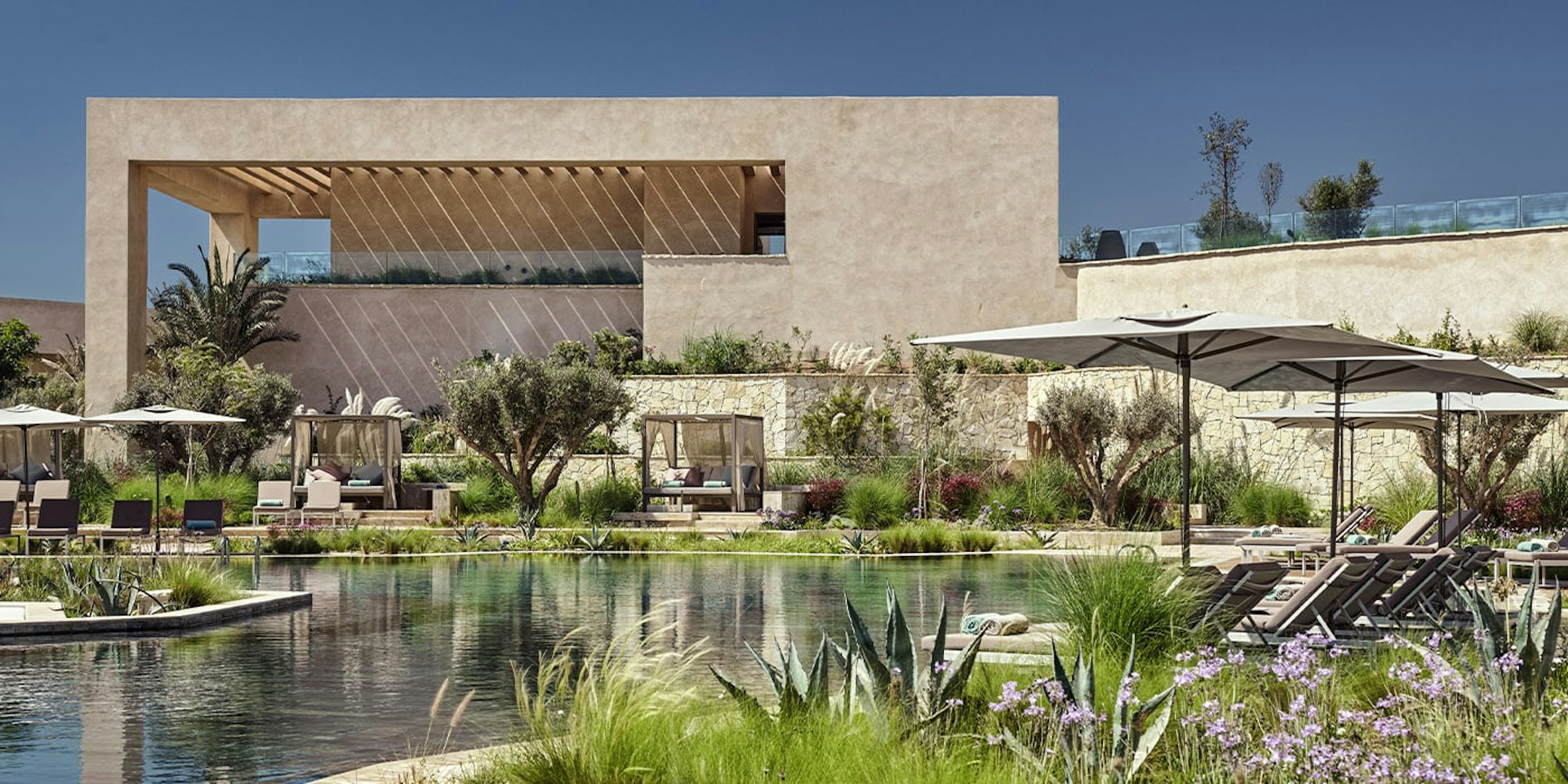 Picture of a garden of a luxury hotel