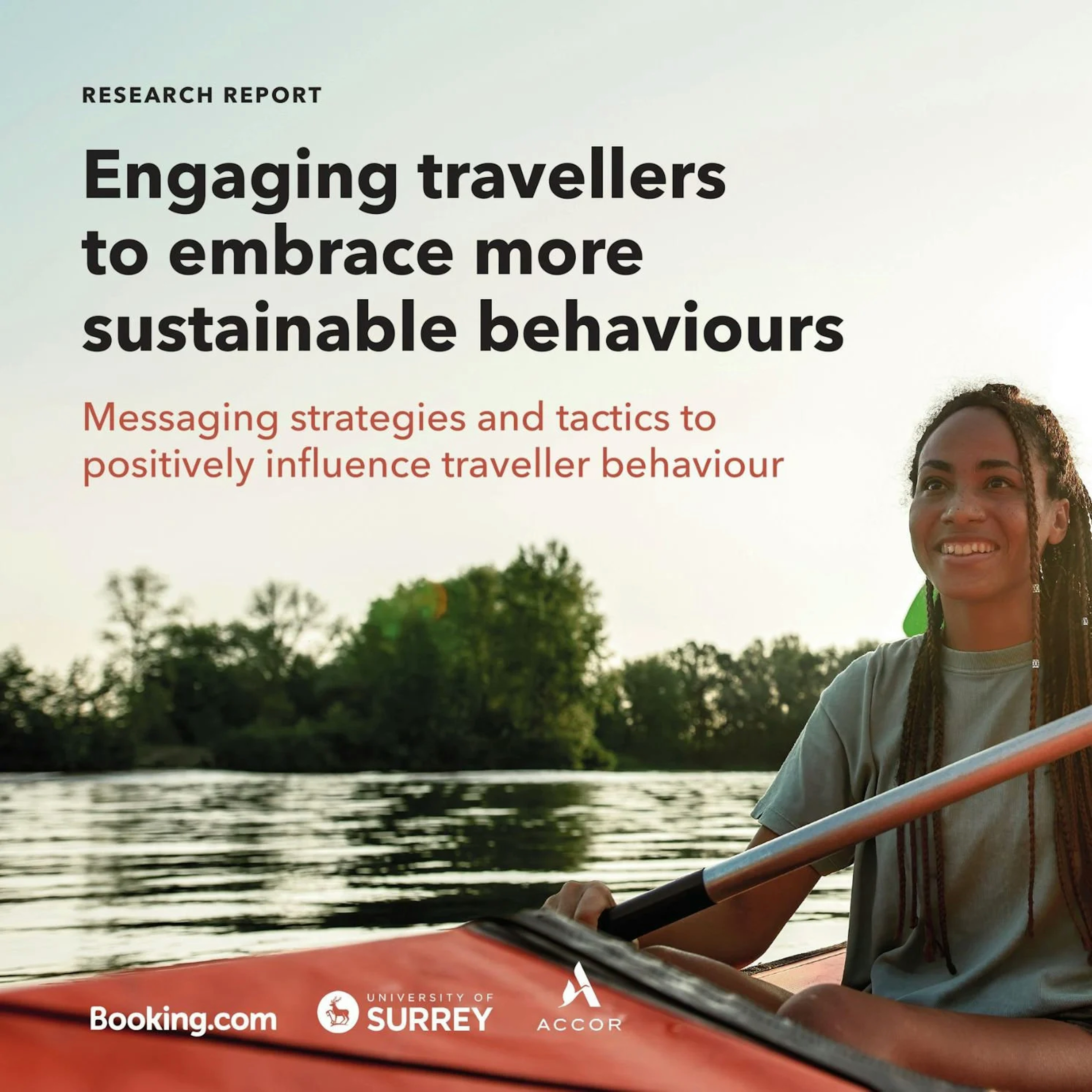 Photo avec écrit Engaging travellers to embrace more sustainable behaviour